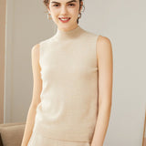 Womens Cashmere Sleeveless Mock Neck Sweater Cashmere Tank