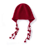 Womens Tassel Tie Cashmere Knit Hat Cashmere Beanie Dangling Ties
