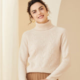 Womens Turtleneck Cashmere Sweater Long Sleeve Warm Cashmere Pullover