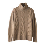 Womens Turtleneck Cashmere Sweater Cable - Knit Cashmere Pullover
