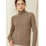 Womens Cashmere Turtleneck Sweater Diamond Knit Long Sweater