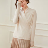 Womens V Neck Crossover Cashmere Pullover Wrap Cashmere Sweater