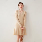 Womens V Neck Ribbed Cashmere Sweater Dress A Line Cashmere Knit Dress