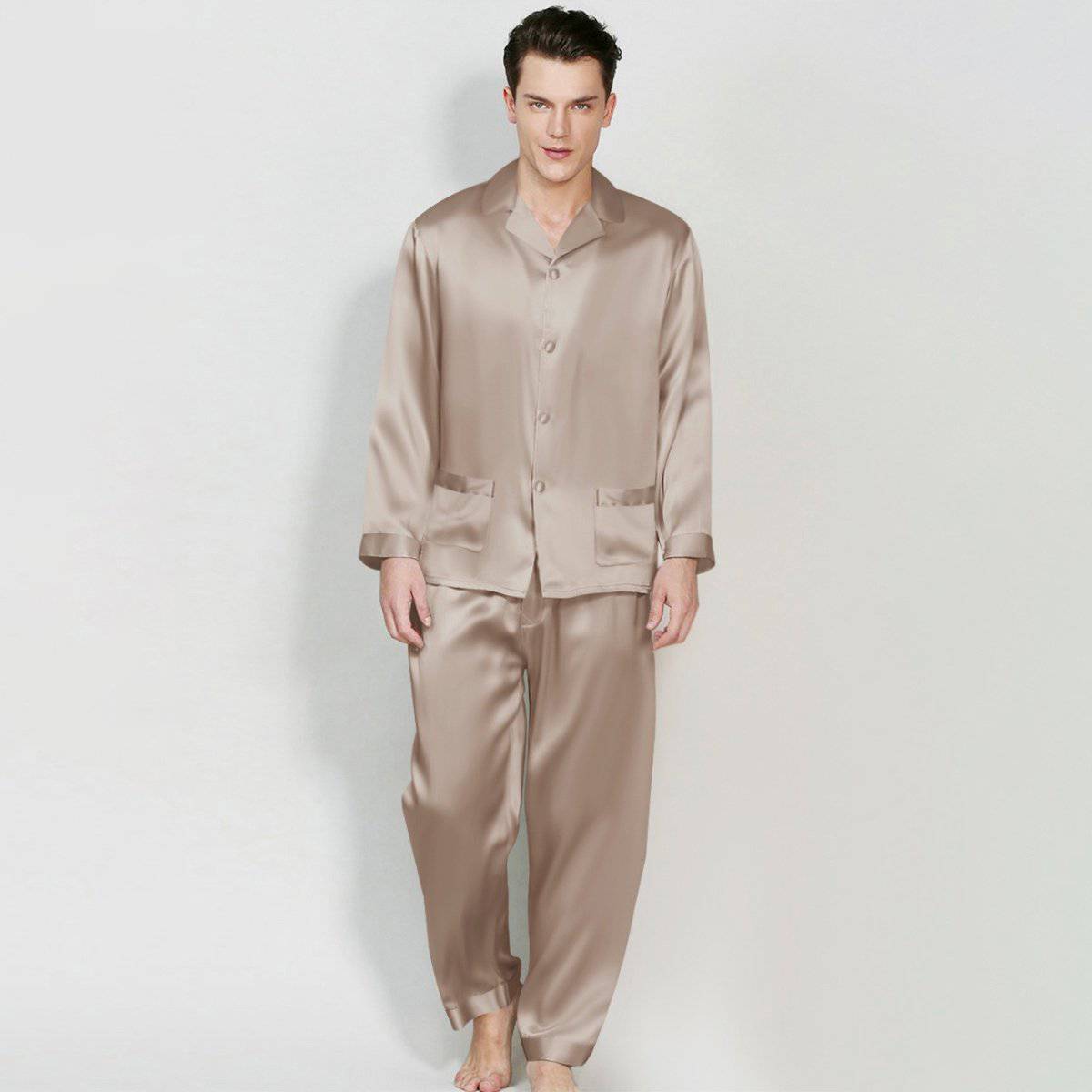 Mens Long Silk Pajamas