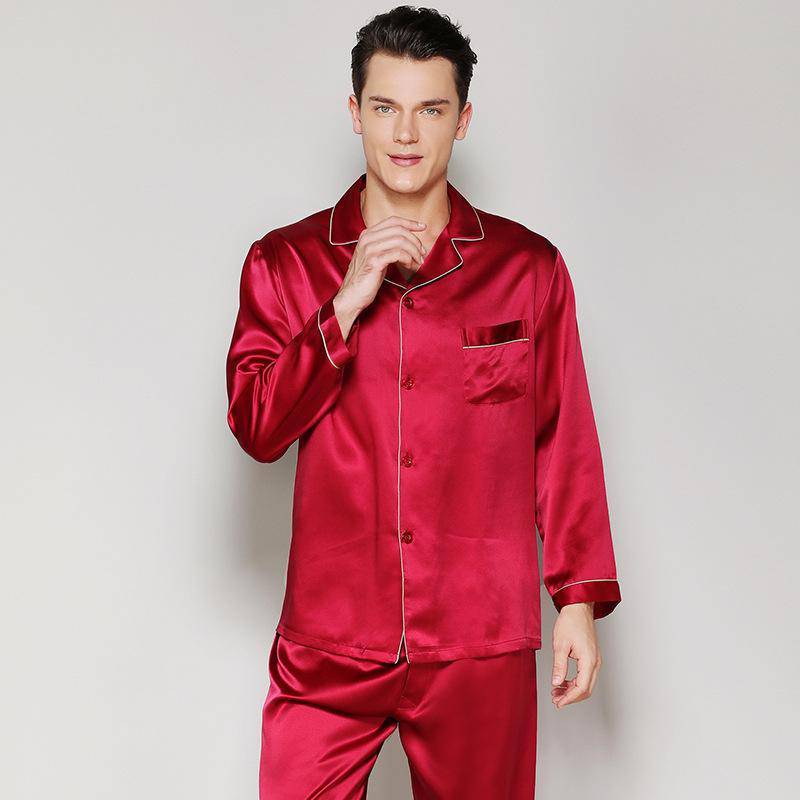 Mens Red Silk Pajamas