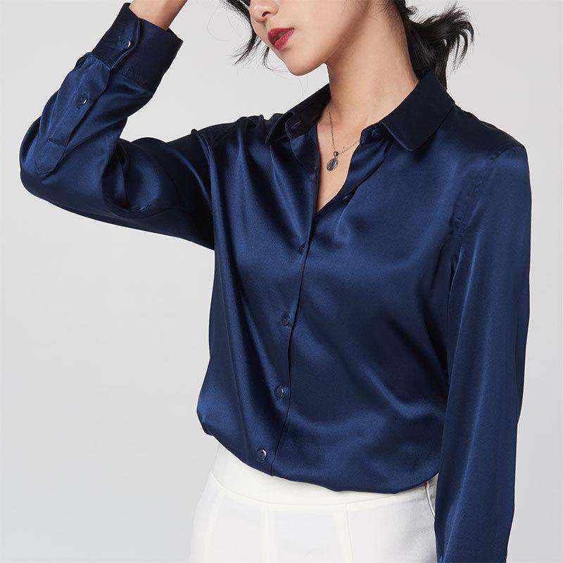 Navy Silk Blouse