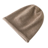 Women's Curled-Up Edge Cashmere Hats Solid Beanie Hat - slipintosoft