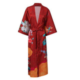 Ladies' Mulberry Silk Kimono Robe Delicate Hand Painted Cherry Blossom Elegant Nightwear - slipintosoft