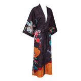 Ladies' Mulberry Silk Kimono Robe Delicate Hand Painted Cherry Blossom Elegant Nightwear - slipintosoft