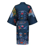 Ladies Short 100% Silk Kimono Robe Crane Printing Women Nightwear Spa Bathrobe - slipintosoft