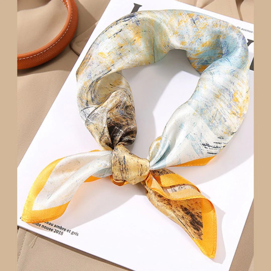 Silk Head Scarf Women's Fashion Square Neck Silk Scarfs