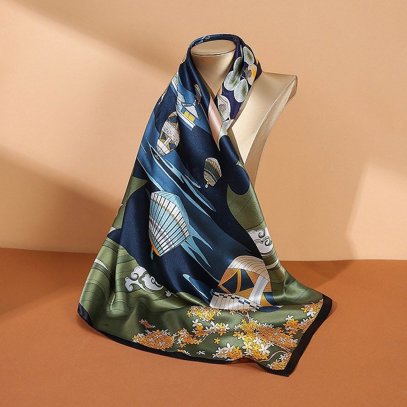 100% Mulberry Silk Scarf - printed For Women