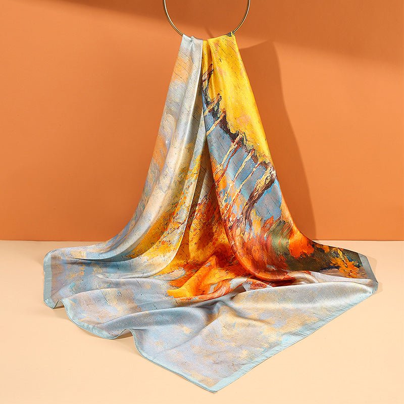 100% Mulberry Silk Scarf - printed For Women