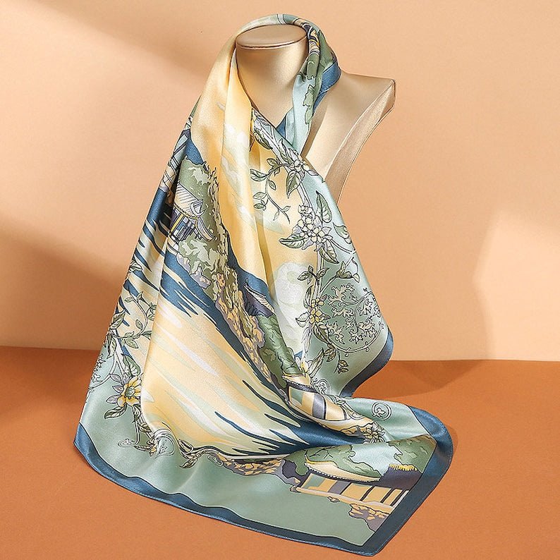 100% Mulberry Silk Scarf - printed For Women