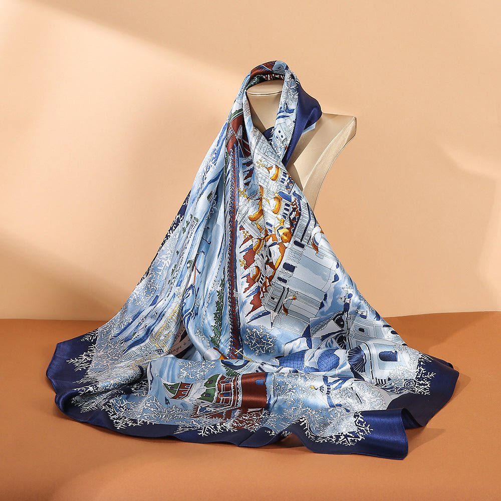 100% Mulberry Silk Scarf - printed For Women