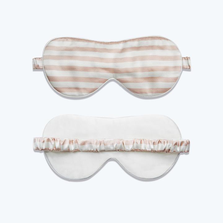 100% Silk Sleep Stripe Pattern Mask Blindfold with Elastic Strap for Women Eye Blinder for Travel/Sleeping/Shift Work