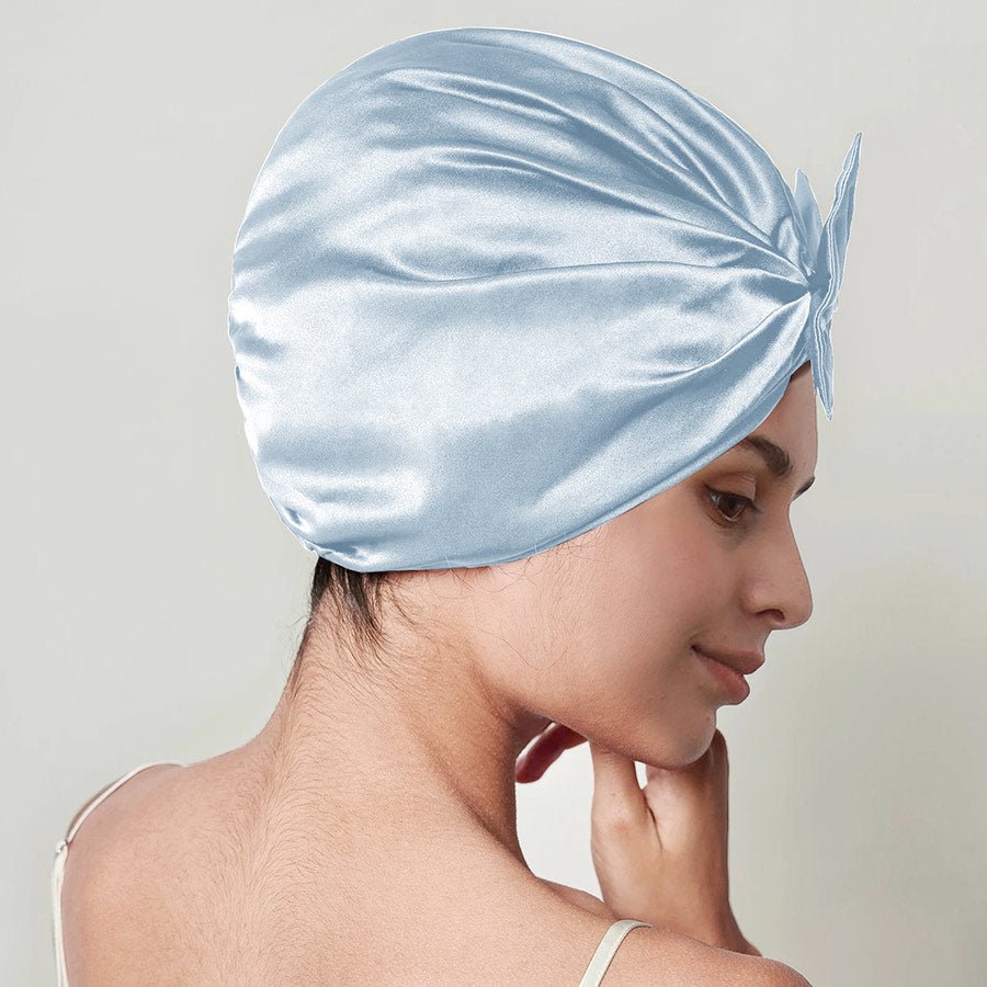 Women Elegant Bowknot Silk Sleep Caps Silk Bow Turban