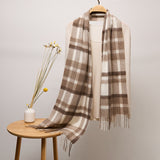 Long Cashmere Scarf with Tassel Plaid Cashmere Warps Multi Styles Winter Gifts