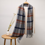 Long Cashmere Scarf with Tassel Plaid Cashmere Warps Multi Styles Winter Gifts