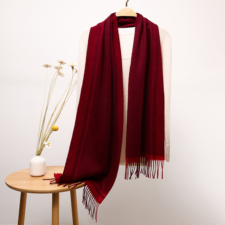 Long Cashmere Scarf with Tassel Plaid Cashmere Warps Multi Styles Winter Gifts