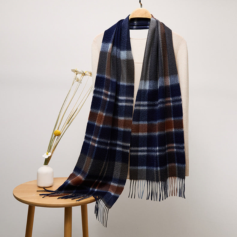 Long Cashmere Scarf with Tassel Plaid Cashmere Warps Multi Styles Winter Gifts