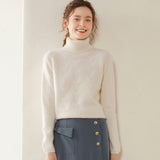Womens Turtleneck Cashmere Sweater Textured Knit Turtleneck Pullover