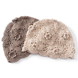 Womens Crochet Cashmere Beanie Textured Knit Cashmere Hat with Scalloped Edge