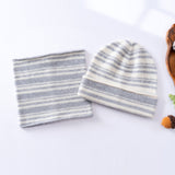 Kids Cashmere Striped Beanie Hat and Neck Gaiter Set