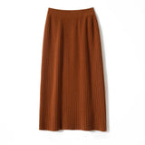 Womens Ribbed Knit Cashmere Skirt High Waist Cashmere Sweater Skirt