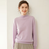 Womens Mock Neck Cashmere Sweater Cashmere Pullover Ribbed Hem