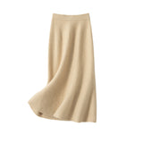 Womens A Line Cashmere Skirt Midi Length Cashmere Knit Sweater Skirt