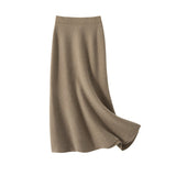 Womens A Line Cashmere Skirt Midi Length Cashmere Knit Sweater Skirt