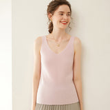 Womens V Neck Cashmere Vest Ribbed Knit Cashmere Tank Top