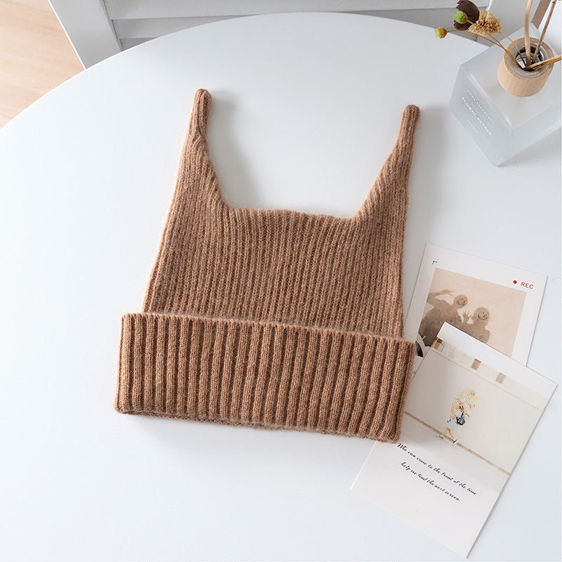 Baby Ribbed Cashmere Beanie with Playful Ears Cashmere Hats For Kids