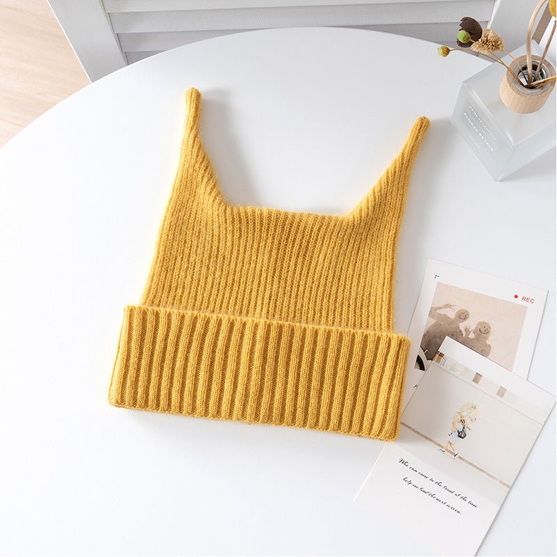 Baby Ribbed Cashmere Beanie with Playful Ears Cashmere Hats For Kids
