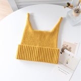 Baby Ribbed Cashmere Beanie with Playful Ears Cashmere Hats For Kids