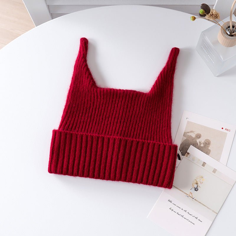 Baby Ribbed Cashmere Beanie with Playful Ears Cashmere Hats For Kids