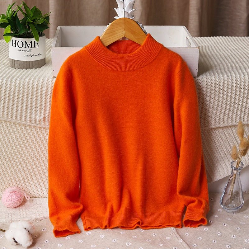 Boys and Girls Crew Neck Cashmere Sweater Kids Cute Solid Cashmere Tops Multi Colors - slipintosoft