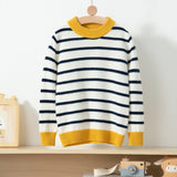 boys and girls crew neck pure cashmere sweater kids striped cashmere pullover - slipintosoft