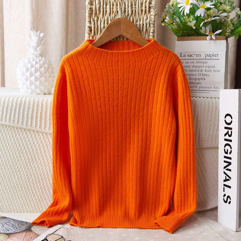 Boys and Girls Half Turtleneck Cashmere Sweater Kids Rib Knitted Solid Cashmere Tops - slipintosoft