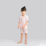 Boys and Girls Striped silk pyjamas shorts set kids Stripe Silk Sleepwear