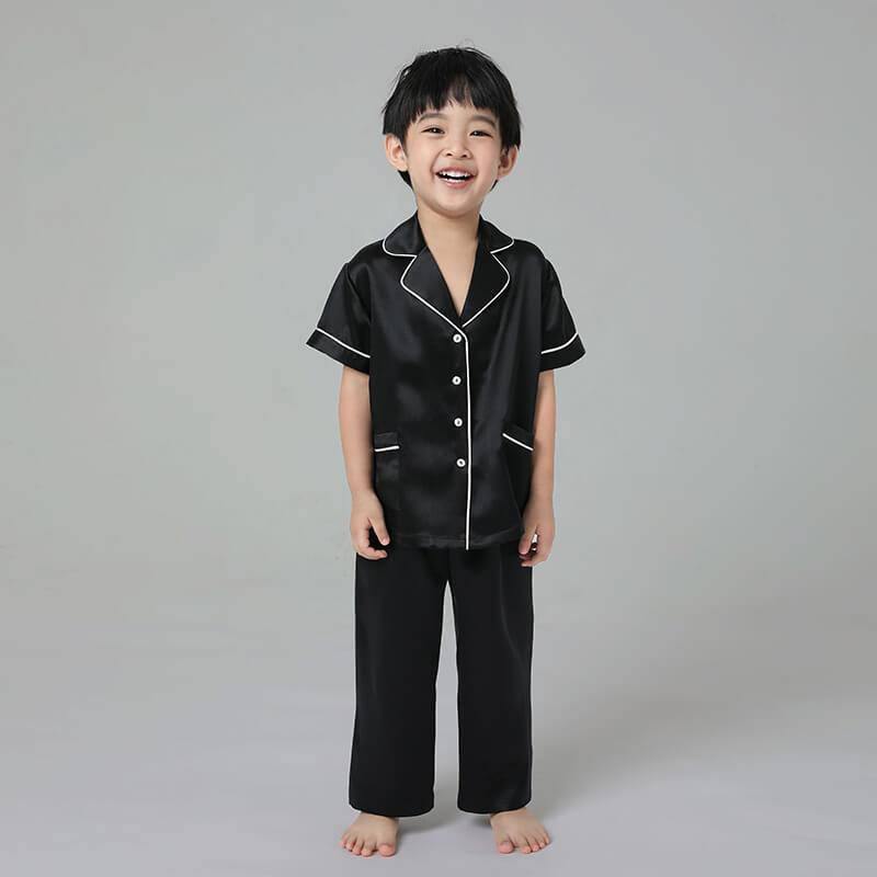 Boys Silk Pajamas Set Two Piece Short Kids Silk Sleepwear