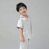 Boys Silk Pajamas Set Two Piece Short Kids Silk Sleepwear