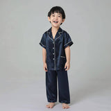 Boys Silk Pajamas Set Two Piece Short Kids Silk Sleepwear