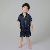 19 Momme Boys Short Silk Pajamas Set Classic Shorts Set Luxury Nightwear for Children -  slipintosoft