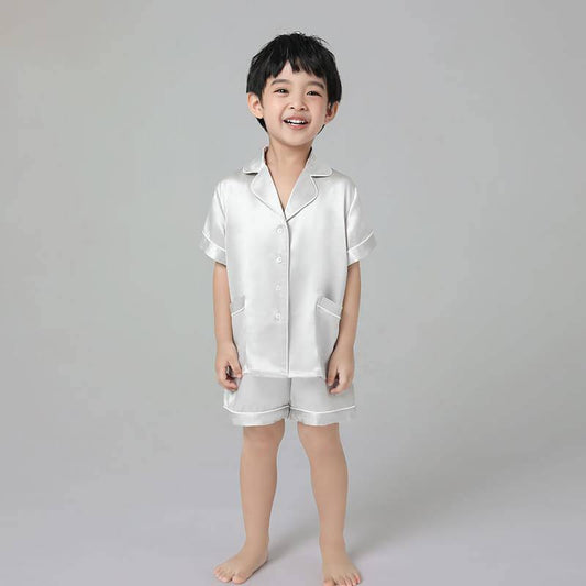 Boys Silk Pajama Sets Short Two Piece Kids Silk Sleepwear