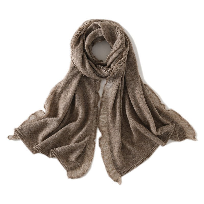 cashmere scarf for women winter long cashmere shawl tassel knitted cashmere neck scarf - slipintosoft