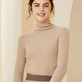 Women Cashmere Sweater Long Sleeve Turtleneck Cashmere Pullover