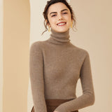 Women Cashmere Sweater Long Sleeve Turtleneck Cashmere Pullover