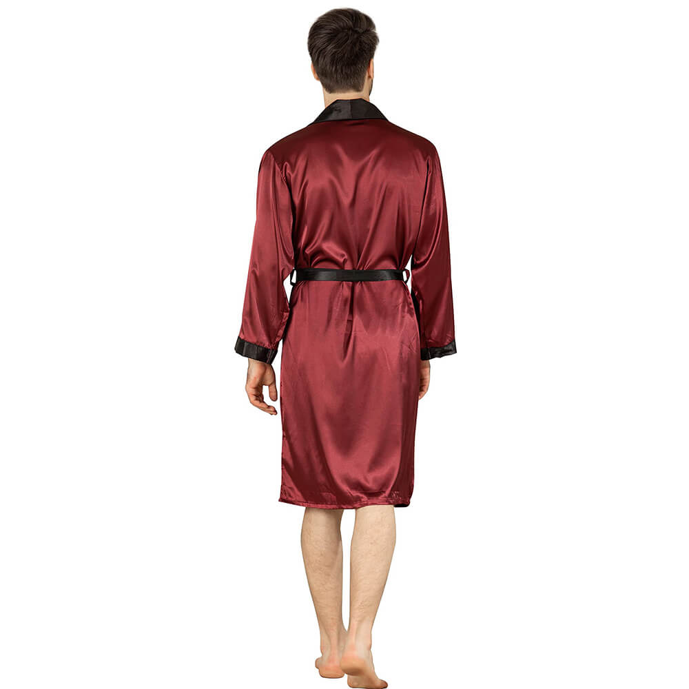 Gold Long Silk Robe For Men 100% Pure Silk Sleepwear